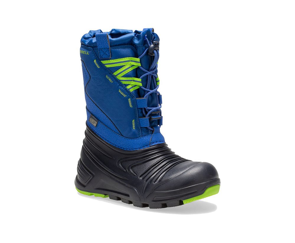 Botas Criança - Merrell Snow Quest Lite 2.0 Waterproof - Azuis/Pretas - QGY938402